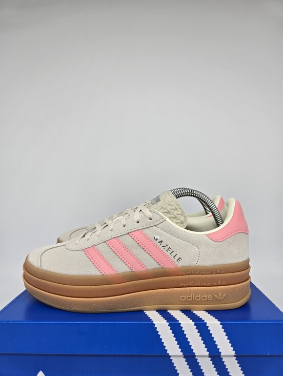 adidas Shoes - adidas Gazelle Bold JQ7409 Beige Semi Pink Spark Shoes Women's Size 7